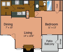 1 Bedroom 1 Bathroom 0803 floor plan